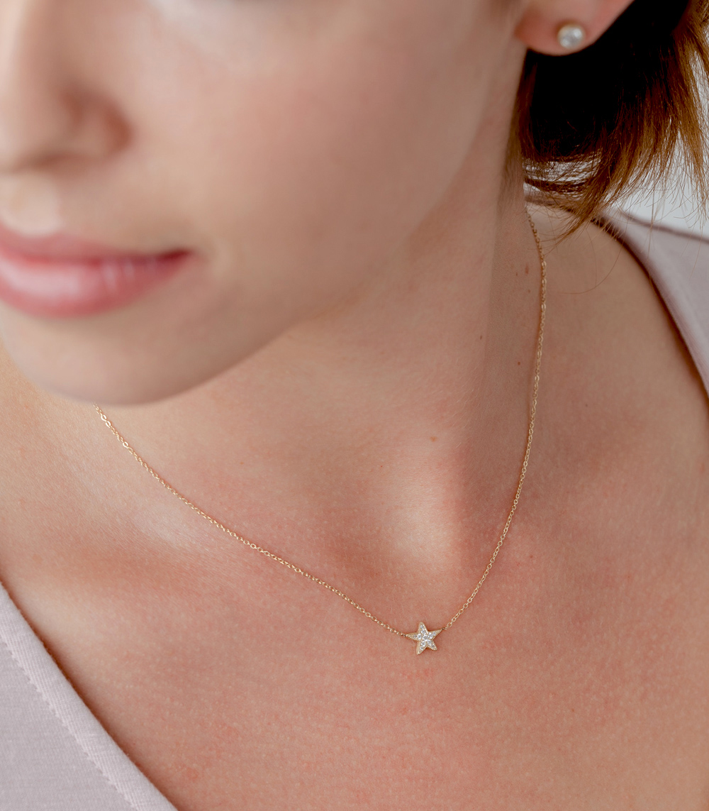 Pandora Shooting Star Pavé Gold Collier Necklace