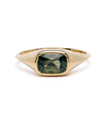 Green Sapphire Unique Wedding Band for Women designed by Sofia Kaman handmade in Los Angeles