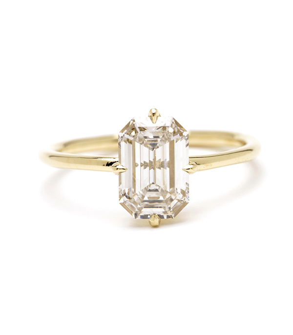 Emerald Solitaire Diamond Moissanite Engagement Ring 4 CT Cut Double C –  Gem of Jewel