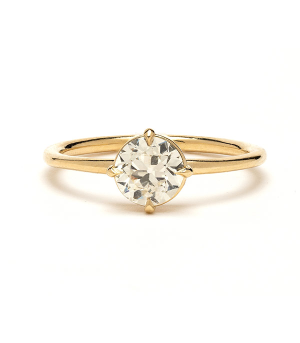 30-Pointer Solitaire Diamond Accents 18K Yellow Gold Ring JL AU 1202Y