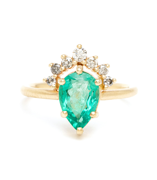 Aliza- Pear Shape Emerald Engagement Ring