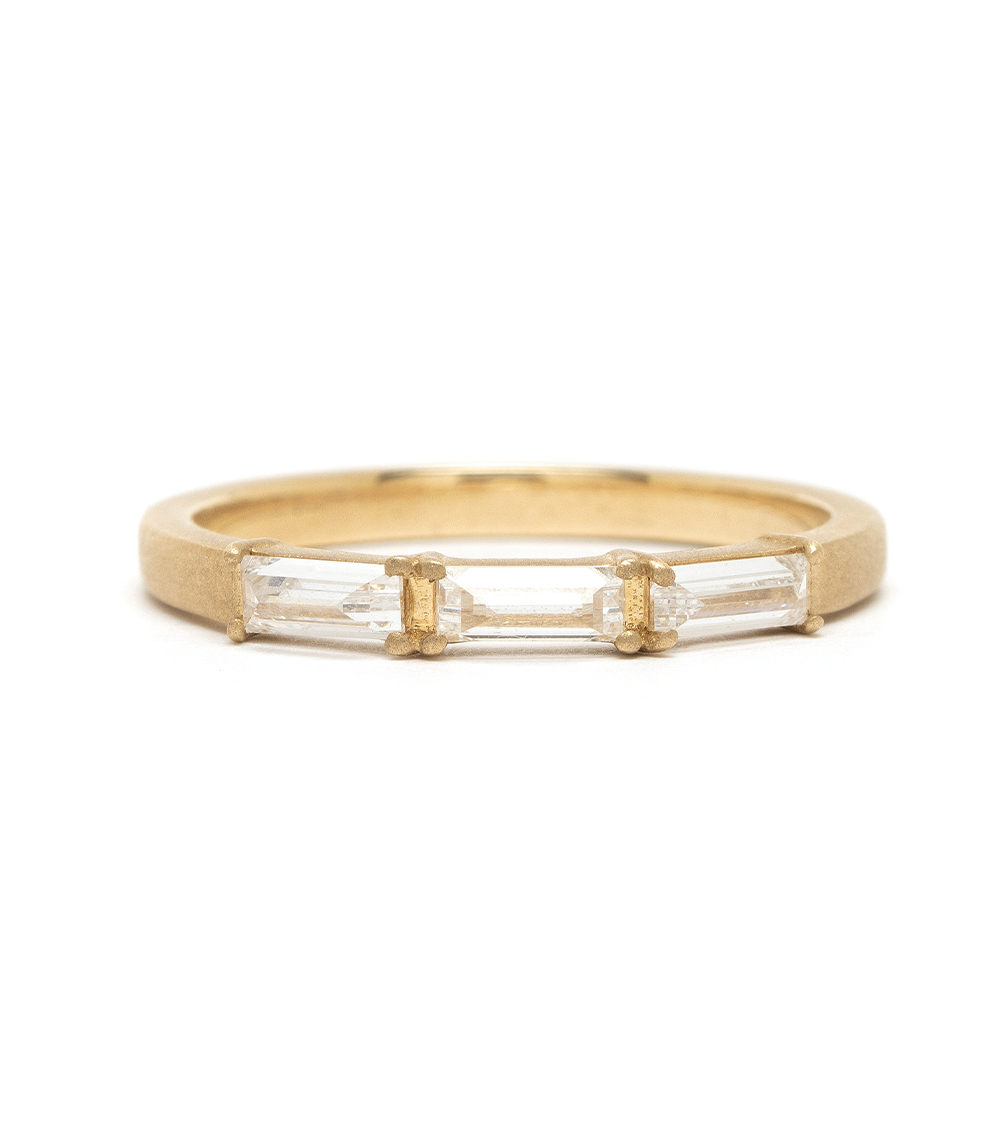 Gold Band Ring - Gold Chunky Crystal Band Ring 7 / Baguette