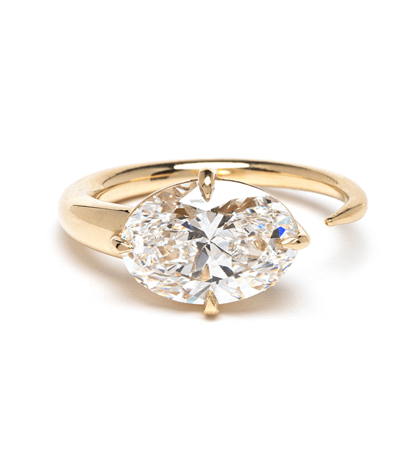 East to West Set Oval Moissanite Engagement Ring